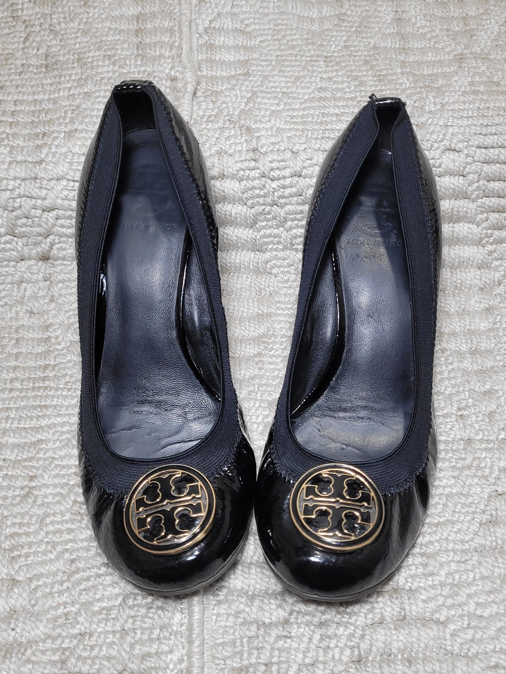 Tory Burch Black Caroline Patent Leather Wedge